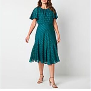 Liz Claiborne Jacquard Womens Short Sleeve
Midi A-Line Dress SZ 6